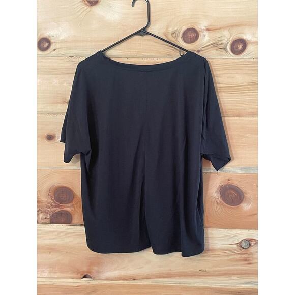 Jaclyn Intimates womens black cropped v-neck pocket t-shirt. size XL - Picture 3 of 3